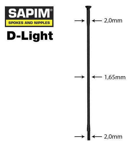 Sapim Rayo D-Light negro straight-pull
