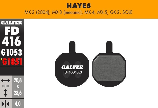 Galfer Pastillas Hayes MX-2, 3, 4, 5, GX-2, Sole