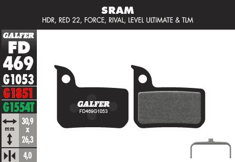 Galfer Pastillas Sram Red/Force/Rival 22, CX1, Apex 1, Level TLM y Ultimate (-2018)