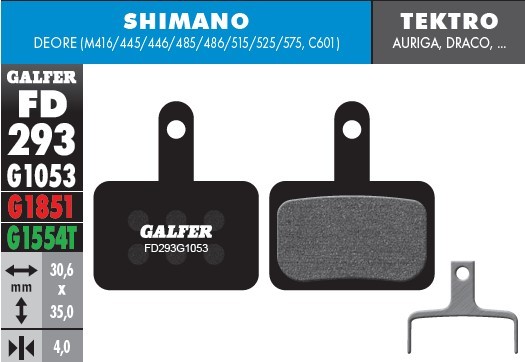 Galfer Pastillas Shimano MT200, serie M300, MT400, MT500, Tektro, TRP