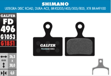 [FD496G1053] Galfer Pastillas Shimano Ultegra, Dura-Ace, RS305/405/505/805, GRX, XTR M9100
